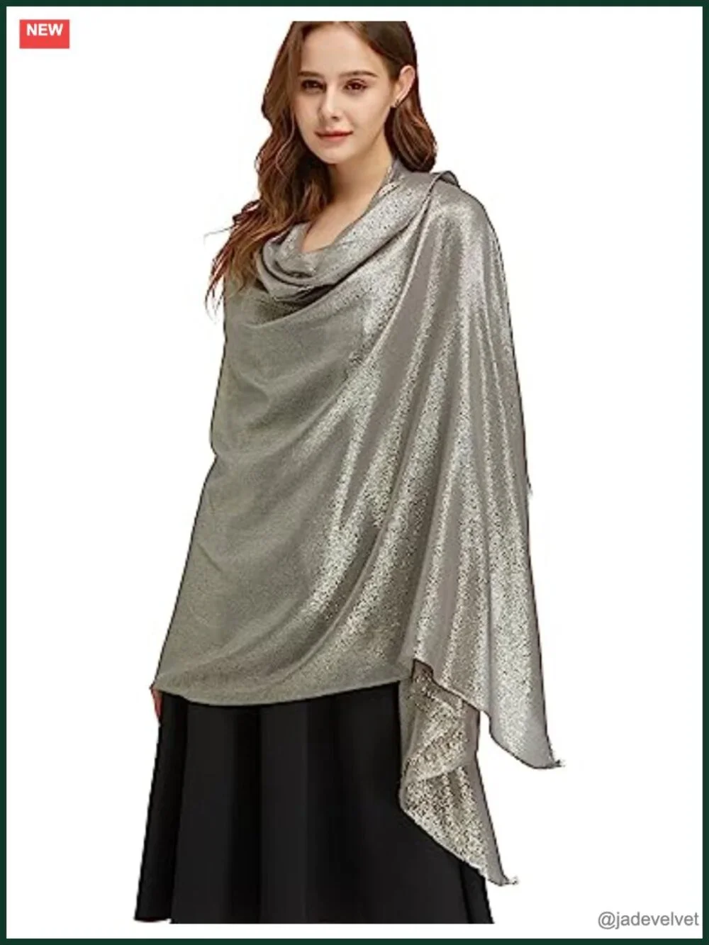 Shimmer Metallic Fringed Shawl Lightweight Evening Wraps for Wedding Party